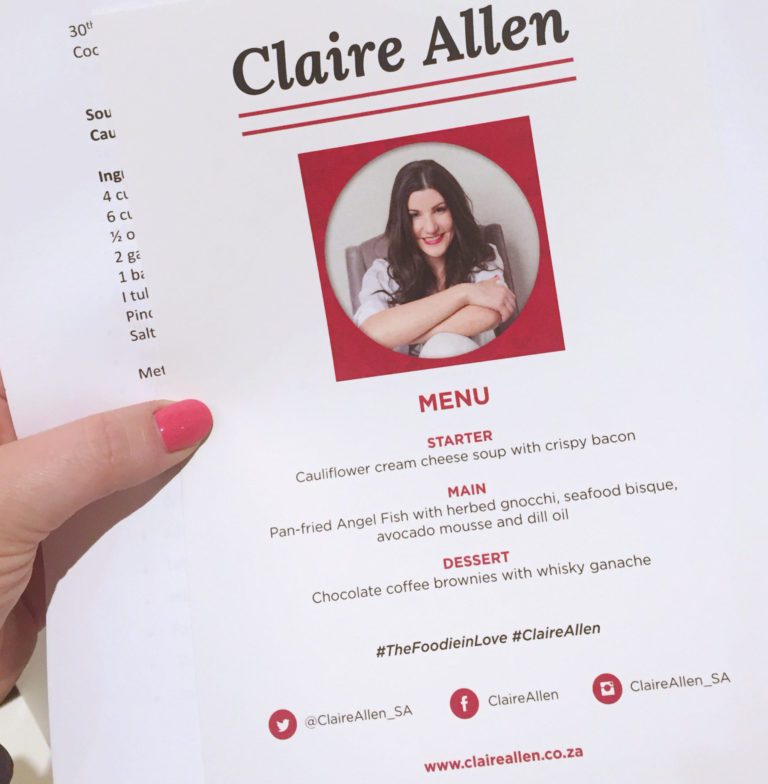 Dinner with Masterchef SA Finalist: Claire Allen