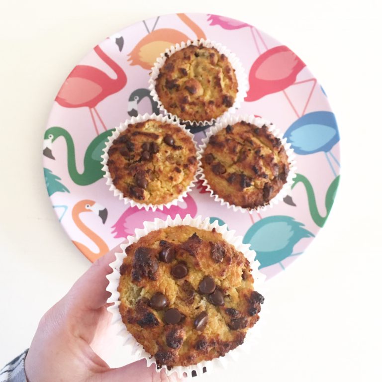 The Most Delicious Gluten Free Banana and Choc Chip Muffins